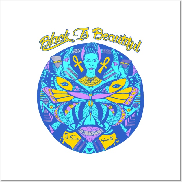 Neon Blue Butterfly Goddess Black Is Beautiful Wall Art by kenallouis